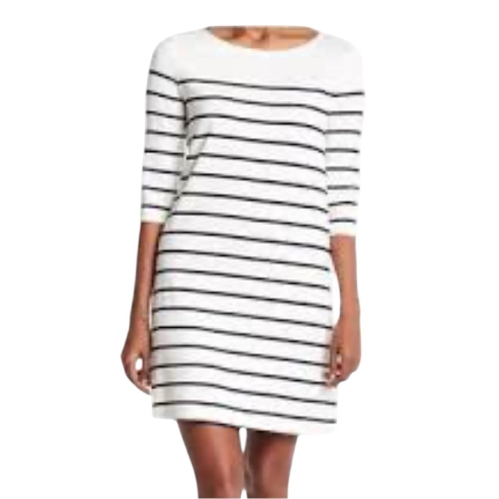 CUPCAKES AND CASHMERE, NWT, BALI, MINI DRESS IN IVORY WITH BLACK STRIPES.SIZE XS
